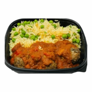 1070 Meatballs with Rice & Peas