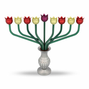 Cream Red Roses Menorah by Akilov