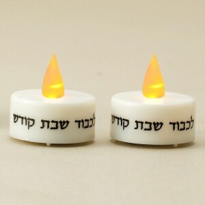 Set Of 2 Battery Operated Shabbat Candles With Led Lights