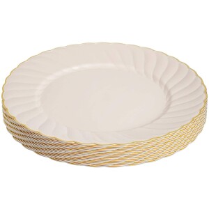 18 Sea Shell with Gold Rim 10" Hard Plastic Plates