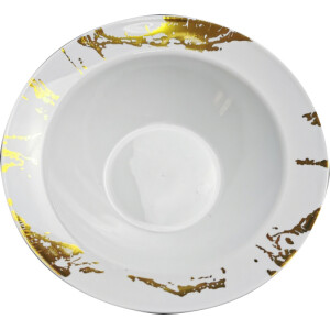 10 White & Gold Hard Plastic Soup Bowls