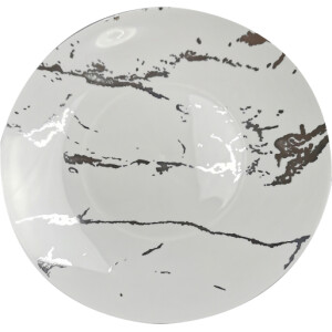 10 White & Silver 6" Hard Plastic Plates