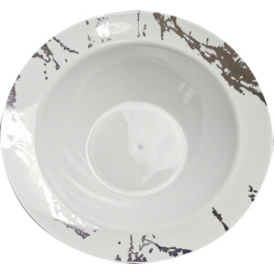 10 White & Silver Hard Plastic Soup Bowls