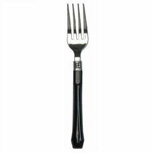 10 Silver with Black Handle Plastic Forks