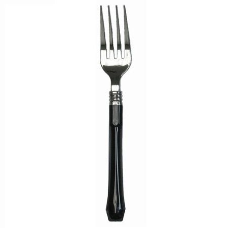 10 Silver with Black Handle Plastic Forks