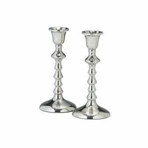 2 Nickel Plated Shabbat Candlesticks