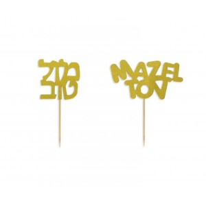 Mazel Tov Gold Cake Toppers