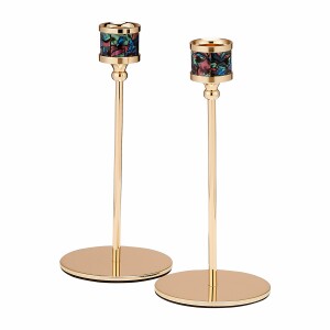 Enameled Goldtone 7" Candlesticks